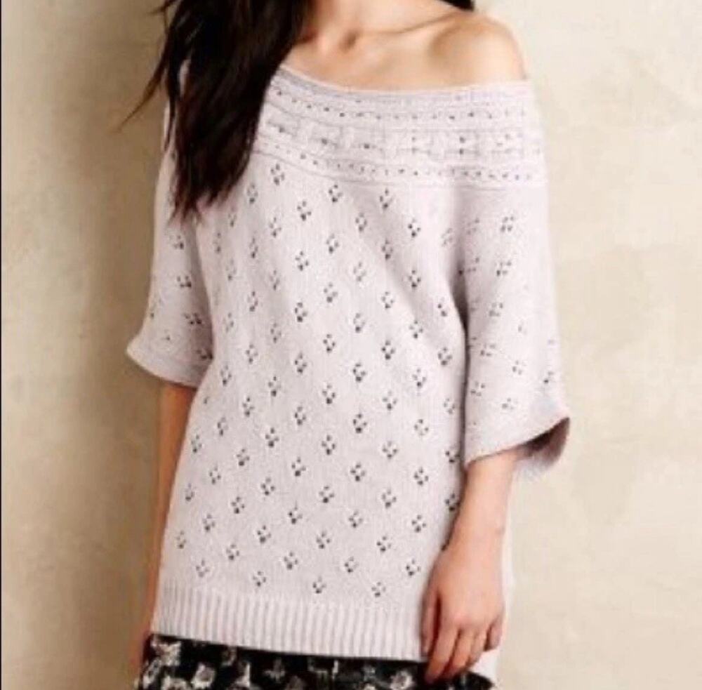EUC Anthropologie Sleeping On Snow Sweater S Lavender Chantal Pointelle Pullover
